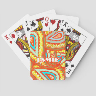 Modern Yellow Orange Aqua Mint Paisley Gifts Poker Cards