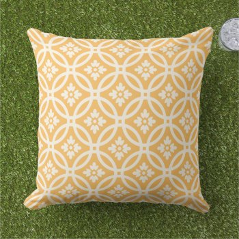 Modern Yellow Orange Floral Framework Pattern Outdoor Pillow by plushpillows at Zazzle