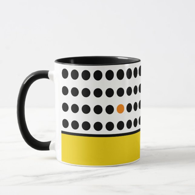 Modern Yellow Orange Polka Dots Color Block Mug (Left)