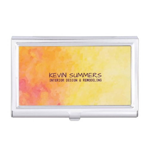 Modern Yellow  Orange Watercolor Background Business Card Case
