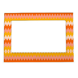 Modern Yellow, Orange & White Zig Zag Pattern Magnetic Frame