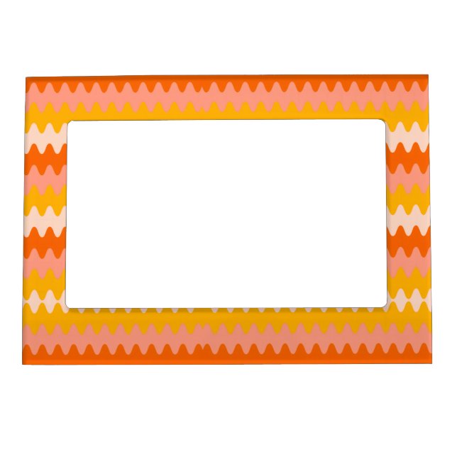 Modern Yellow, Orange & White Zig Zag Pattern Magnetic Frame (Front)