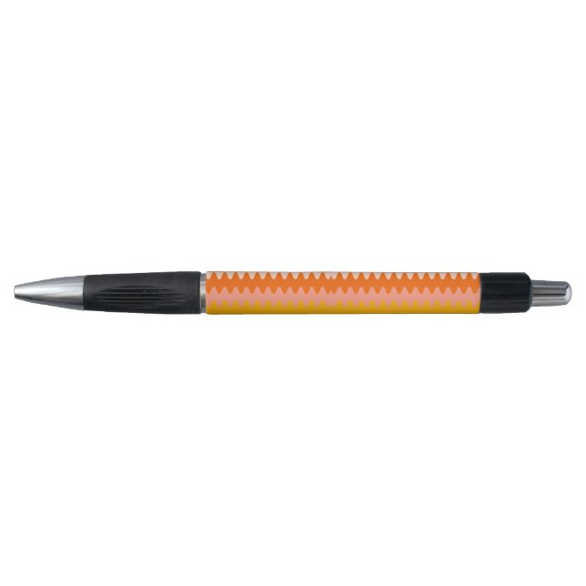 Modern Yellow, Orange & White Zig Zag Pattern Pen (Front)