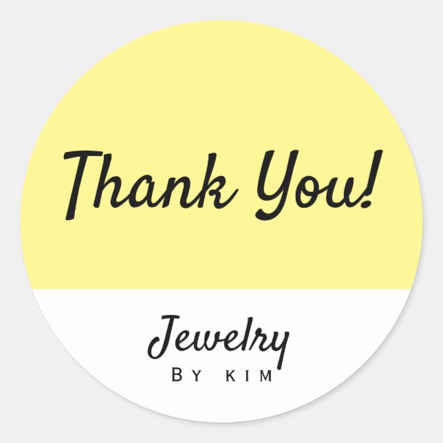 Modern Yellow Personal Brand Jewelry Classic Round Sticker (Front)