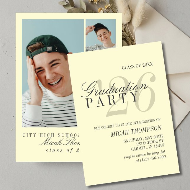 Modern Yellow Photo Graduation Party Invitation (Modern Yellow Photo Graduation Party Invitation)