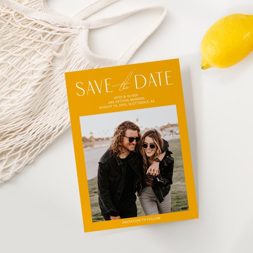 Modern Yellow Photo Wedding Save the Date 