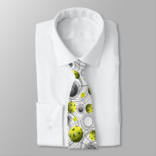 Modern Yellow Pickleballs - Neck Tie (Tied)