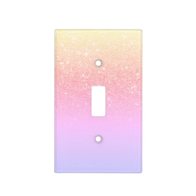 Modern yellow pink glitter ombre blue gradient light switch cover (Front)