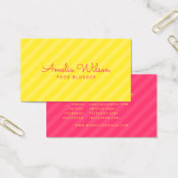 Modern Yellow & Pink Stripes Pattern Social Media Business Card
