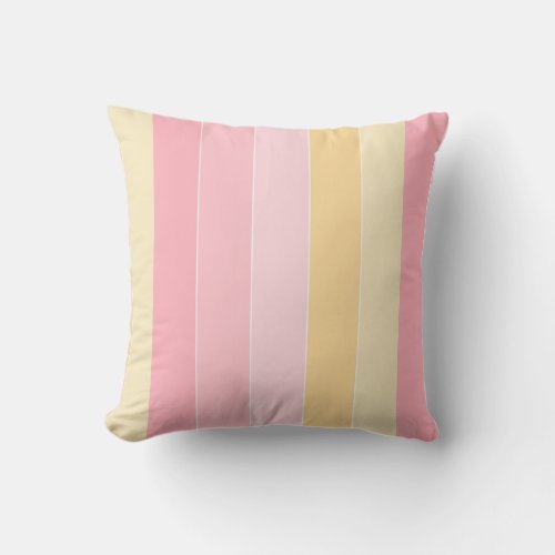 Modern Yellow Pink White Stripes Elegant Template Throw Pillow