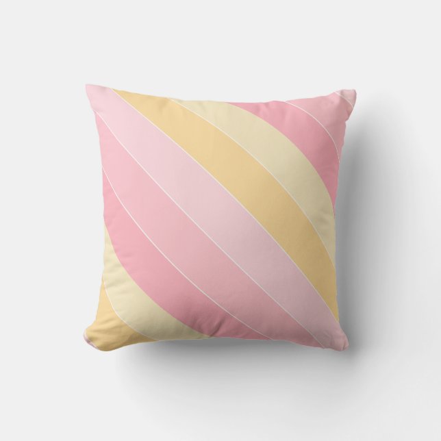 Modern Yellow Pink White Stripes Stylish Template Throw Pillow (Front)