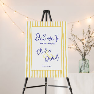 Modern Yellow Pinstripe Welcome Wedding Sign