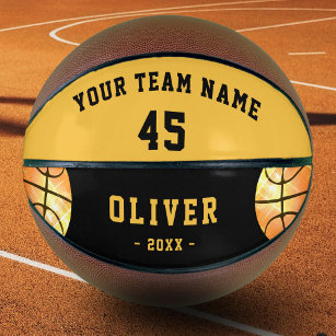 Modern Yellow Player Team Name Number Kids Basketball