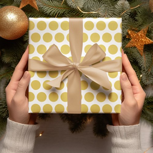 Modern Yellow Polka Dots Christmas Wrapping Paper