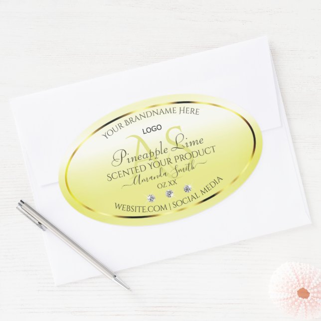 Modern Yellow Product Labels Jewels Monogram Logo (Envelope)