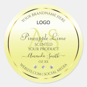 Modern Yellow Product Labels Jewels Monogram Logo