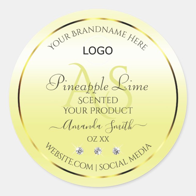 Modern Yellow Product Labels Jewels Monogram Logo (Front)