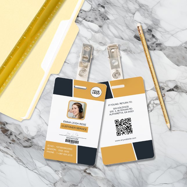 Modern Yellow Professional Employee Photo ID Badge (Creator Uploaded)