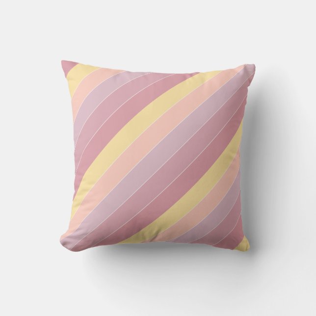 Modern Yellow Purple Stripes Stylish Decorative Throw Pillow (Front)