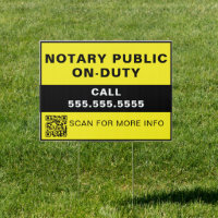 Modern Yellow QR Notary On-Duty Business Yard