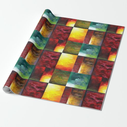 Modern Yellow Red Blue Green Colorful Abstract Wrapping Paper