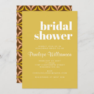 Modern Yellow Retro Bold Typography Bridal Shower Invitation