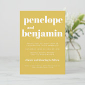 Modern Yellow Retro Typography Wedding All In One Invitation (Standing Front)