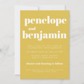 Modern Yellow Retro Typography Wedding All In One Invitation (Front)