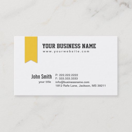 Customizable Modern Yellow Ribbon Header Business Card
