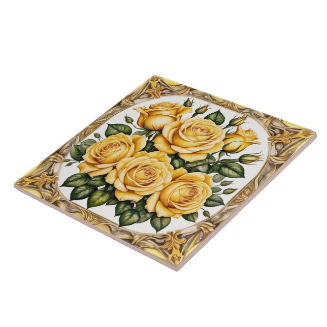 Modern Yellow Rose Beautiful Collection Ceramic Tile (Side)