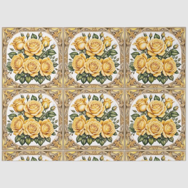 Modern Yellow Rose Beautiful Collection Tissue Paper (Front)