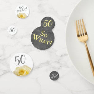 Modern Yellow Rose Chalkboard 50th Birthday Floral Confetti
