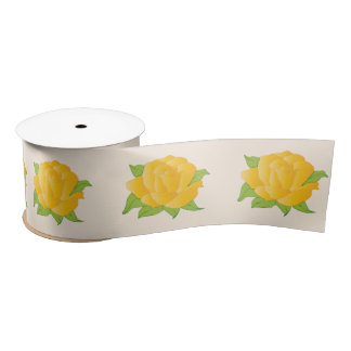 Modern Yellow Rose Satin Ribbon