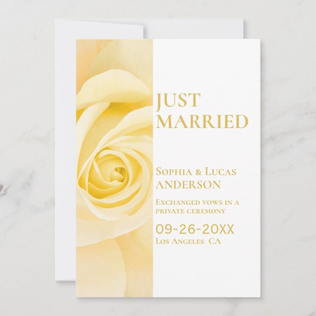 Modern Yellow Rose Wedding Announcement (Front)