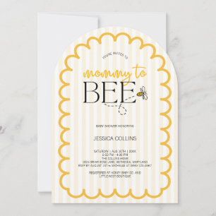 Modern Yellow Script Arch Mommy to Bee Baby Shower Invitation