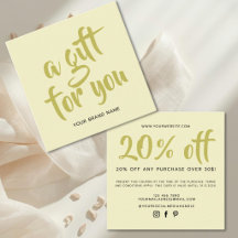 Modern yellow script coupon discount card