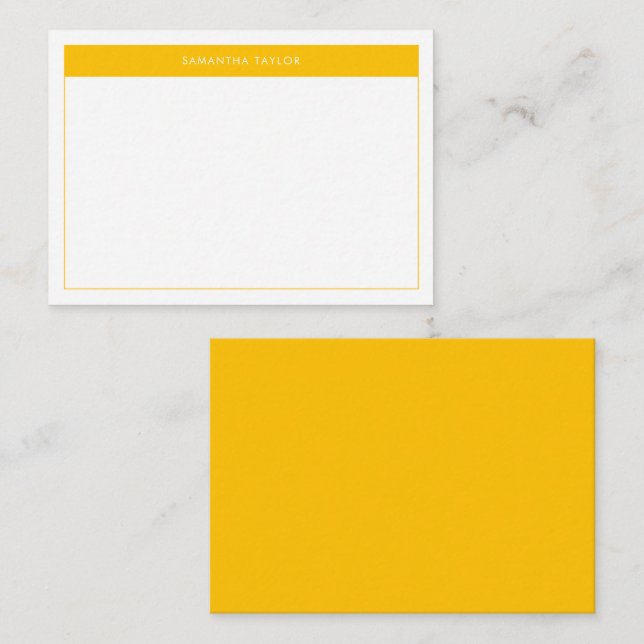 Modern Yellow Simple Border Name Budget Note Card (Front/Back)