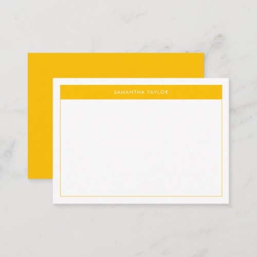 Modern Yellow Simple Border Name Budget Note Card