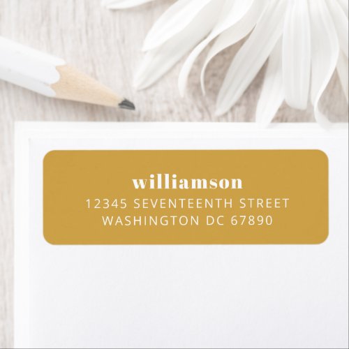 Modern Yellow Simple Last Name Return Address  Label