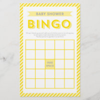 Modern Yellow Stripes Baby Shower Bingo Game Stationery