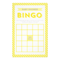 Modern Yellow Stripes Baby Shower Bingo Game Stationery