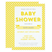 Modern Yellow Stripes Baby Shower Invitation
