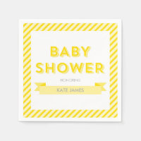 Modern Yellow Stripes Baby Shower Napkin