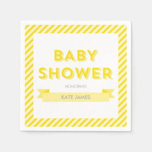 Modern Yellow Stripes Baby Shower Napkins