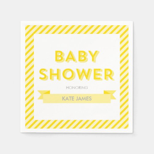 Modern Yellow Stripes Baby Shower Napkins