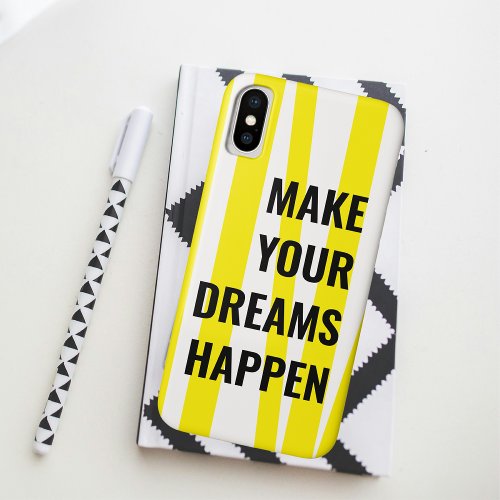 Modern Yellow Stripes  Make Your Dream Happen iPhone XS Case