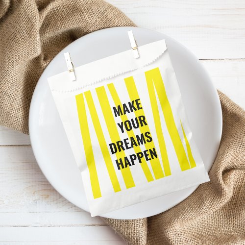 Modern Yellow Stripes  Make Your Dream Happen Favor Bag