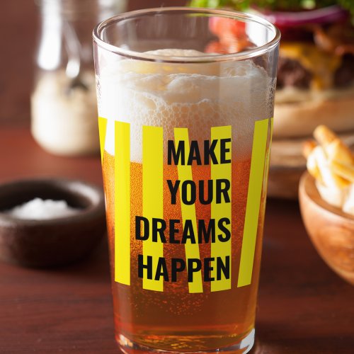 Modern Yellow Stripes  Make Your Dream Happen Glass