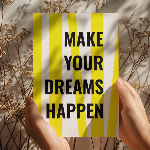 Modern Yellow Stripes  Make Your Dream Happen Holiday Card