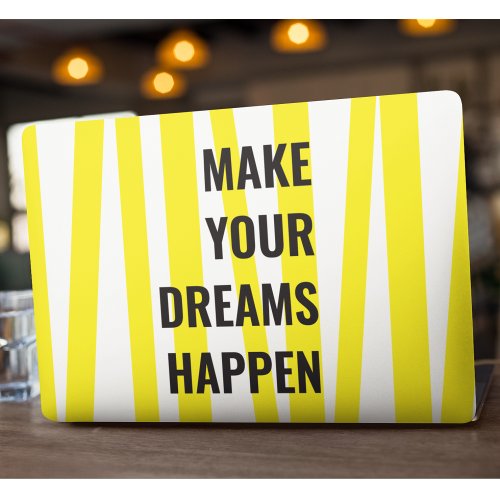 Modern Yellow Stripes  Make Your Dream Happen HP Laptop Skin